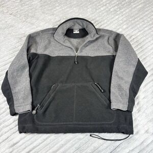 Cheetah Men's Sz Large fleece quarter-zip pullover in grey and black color-block